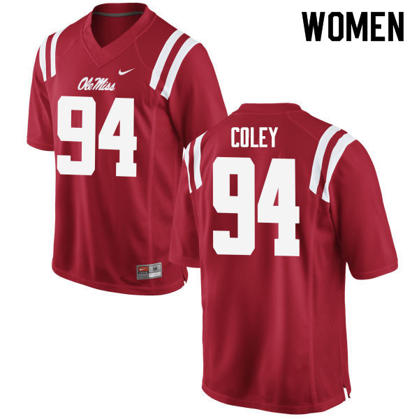 James Coley Ole Miss Rebels NCAA Women's Red #94 Stitched Limited College Football Jersey EAY2858UW